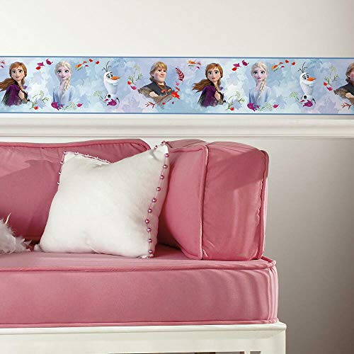 RoomMates Selbstklebende Bordüre Frozen 2 – Die Eiskönigin II (Weiß / Blau, 118 cm x 3 cm, 15 qm)