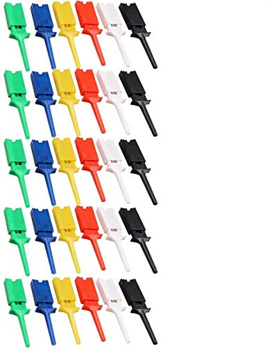 CLDIY 6 farben mini smd ic test haken clip grabber probe jumper für elektronische experiment 30 stücke
