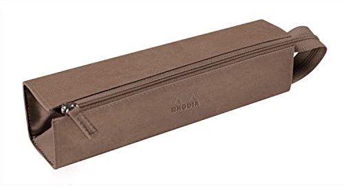 Rhodia 319014C - Schlampermäppchen Rhodiarama, rechteckig 23x5x5 cm, flache Öffnung, langer Reißverschluss, praktisch und elegant aus Kunstleder Maulwurfsgrau, 1 Stück