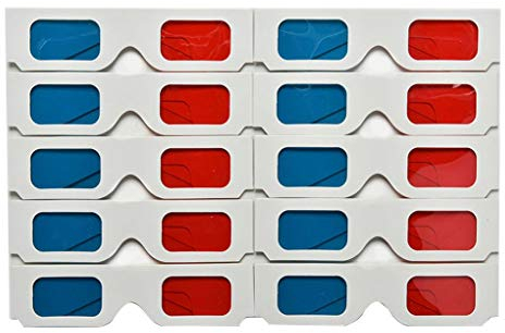 Allinbuy 10pcs / Set Universalpapier Anaglyphen 3D-Brille Rot Blau Karton Movie Game DVD Video-TV 3D-Brille
