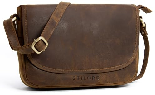 STILORD Damen Handtasche Klein Avis Vintage Frauen Umhängetasche Klassische Abendtasche Partytasche Freizeittasche Echtleder Farbe:vinto - braun