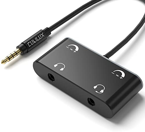 Cubilux Dual Kopfhörer Splitter mit Lautstärkeregler, Doppel Audio Buchse Adapter für 2 Personen, 3,5mm zu Dual Kopfhörer Splitter kompatibel mit MacBook Laptop Telefon Tablet MP4 MP3