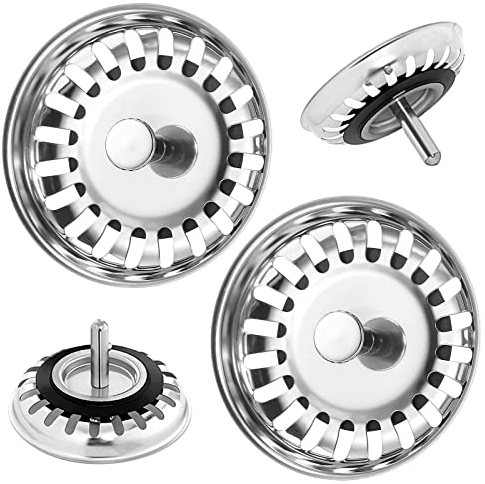 2 Tapón Fregadero de Cocina, 80mm Colador de Fregaderos de Acero Inoxidable, Tapon Filtro Fregadero Cocina Universal para Residuos de Filtro y Evitar El Bloqueo