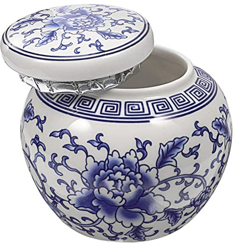 Milisten Teedose Aus Blauem Und Weißem Porzellan Italienisches Teedose Aus Porzellan Ingwergläser Für Wohnkultur Bonboniere Lose Retro-blumen-teetank Reisen Runden Keramik Duftende