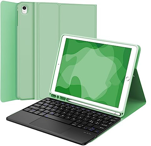 JADEMALL Custodia Tastiera con Trackpad per iPad 9 Generazione, iPad 10.2 8/7 Generazione 2020/2019, Italiano-Layout Tastiera Staccabile per iPad 10.2, Verde chiaro