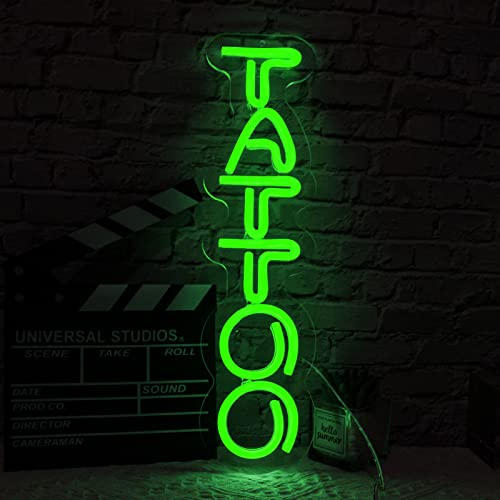 Letrero de neón de tatuaje verde, decoración de pared, luz de neón, luz de neón regulable, letrero LED de salón de belleza, letrero de neón de tienda personalizada, letrero LED de cueva de hombre,