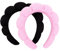 MapofBeauty 2 Stücke Spa Stirnband Frauen Mode Puffy Kopf Tragen Haar Zubehör Schwamm Weiches Haarband (Schwarz+Rosa)
