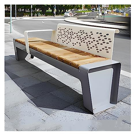 Gartenbank Sitzbank Parkbank mit Armlehnen, 78,7-Zoll-Outdoor-Bankstuhl mit Holzschiefersitzen, verdicktem Stahlrahmen und Rückenlehne, moderne Outdoor-Freizeitbank Parkbank Terrassenbank ( Size : 200