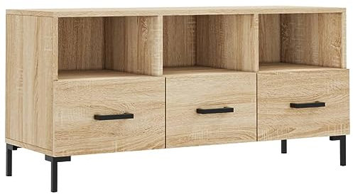 vidaXL TV Schrank, Fernsehschrank mit 3 Schubladen, Fernsehtisch für Wohnzimmer, Lowboard Sideboard TV Ständer TV Gerät, Sonoma Eiche Holzwerkstoff