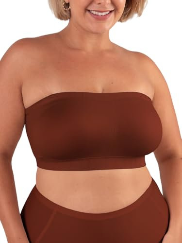 SHAPERMINT Convertible Strapless Bras for Women - Bandeau Bra, Strapless Top, Bandeau Top, Wireless Bra Chocolate