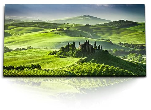 Paul Sinus Kunstdruck Bilder 120x60cm Sonnenuntergang Toskana Landschaft Italien Landhaus