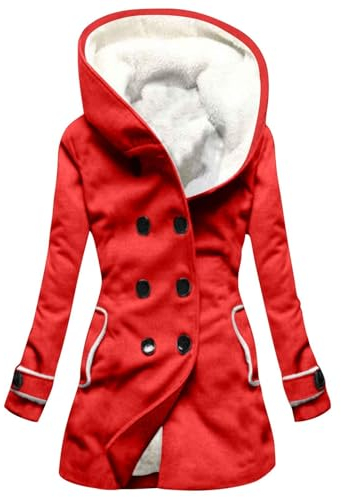 KONG JIMFAN Sweatjacke Damen Hoodies Für Damen Damen Lederjacke Jacke Winter Trachtenjacke Damen Hundejacke Kleidung Damen Parka Damen Lang Pullover & Strickjacken Für Damen(Red,3XL)