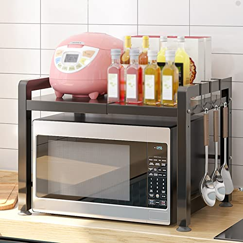 Soporte for Horno Microondas Sobre Encimera, Extensible Soporte Extensible for Microondas, Cocina Organizador De Almacenamiento De Encimera,Altura Ajustable Y Escalable,negro Estante de Microondas
