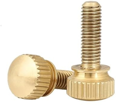 jiuxinyun 2-5PCS M3 M4 M5 M6 Stringere a Mano Viti zigrinate in Ottone Rame Twist Zigrinato Bulloni Telaio del Computer Bullone Vite a Testa zigrinata(25mm,M6 2pcs)