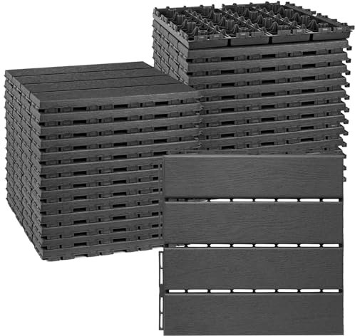 ToLanbbt Piastrelle in plastica ad incastro, confezione da 27 pezzi, 30,5 x 30,5 cm, impermeabili, per interni ed esterni, per pavimenti in legno composito, per tutte le stagioni, per patio, veranda,