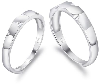 LEGENTLISUR Paar Ringe,Verstellbarer Ring,Verlobungsring Ehering aus 925er-Sterlingsilber,AAA-Zirkon,für Damen und Herren,Hochzeit und Valentinstagsgeschenk(Platin)