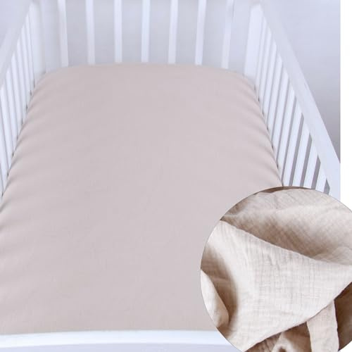 BabyLux Spannbettlaken MUSSELIN 60x120 / 70x140 cm Spennbetttuch Baby-& Kinderbett (Beige, 60x120 cm)