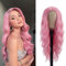 PORSMEER Parrucca ondulata rosa lunga 66cm parrucca riccia naturale resistente al calore parrucca sintetica per le donne festa quotidiana