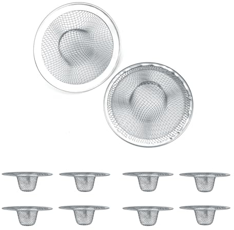 WJUAN 10 Piezas Colador Fregadero, Rejilla Desague Ducha Inoxidable 7 cm, Atrapa Pelos Ducha Diseño de Malla Fina, Fácil Limpiar, Antiobstrucción, Puede Utilizar Bañeras, Fregaderos Cocina