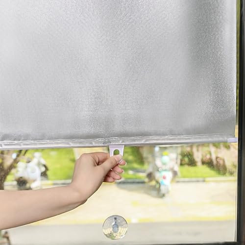 jiajulashou123 Verdunkelungsrollo mit Saugnäpfen Sonnenschutz Rollo Fensterrollo Rollo Sichtschutz Sonnenschutz für Fenster Ohne Bohren Temporäre Jalousien,UV Schutz (50x125cm)