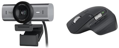 Logitech MX Brio Ultra HD 4K Collaboration and Streaming Webcam, 1080p at 60 FPS & MX Master 3S - Wireless Performance Mouse with Ultra-Fast Scrolling, Ergonomic, 8K DPI, Glass Tracking
