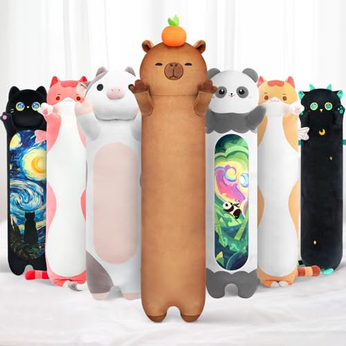 Mewaii 50CM Kuscheltier Capybara Plüschkissen Stofftiere Lang Plüschtier Ausgestopftes Tier Spielzeug Kuschelkissen Geschenk Plüschkissen Kinder Seitenschläferkissen Tier