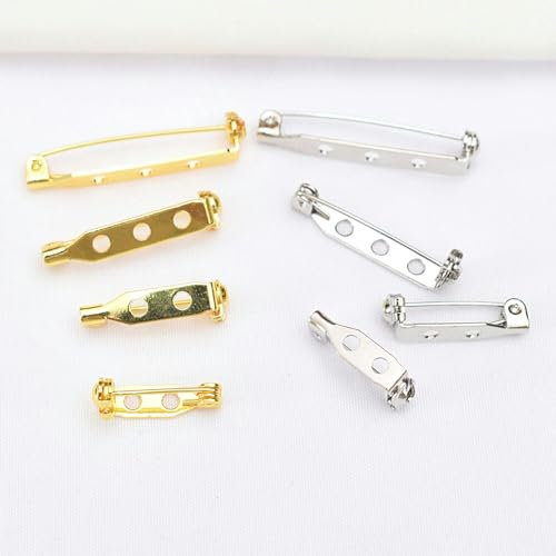ZENAHA Sicherheitsnadeln 16–32 mm 18 Karat vergoldet mit Knopfloch Sicherheitsnadel mit Schlaufen Schmuck-Sicherheitsnadeln mit Löchern
