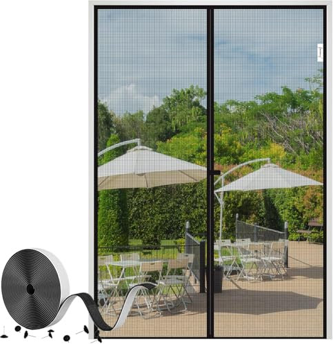 fowong Premium Fliegengitter Tür Magnet 165x195cm|Haustier-sicher mit Extra verstärktes Polyestergewebe | Verbreiterter Klettverschluss | Insektenschutz Balkontür ohne Bohren | UV-Beständigkeit