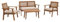 Mendler Garten-Garnitur HWC-N46, Lounge-Set Gartenlounge Bank Sessel Tisch, Holz Akazie MVG-Zertifiziert - Kissen Creme