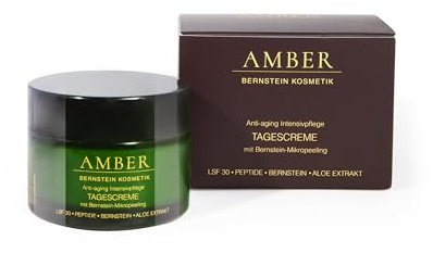 AMBER crema da giorno anti-age con micropeeling ambrato SPF 30; 50 ml; efficace soluzione contro macchie di pigmento, macchie post-acne, pelle impura