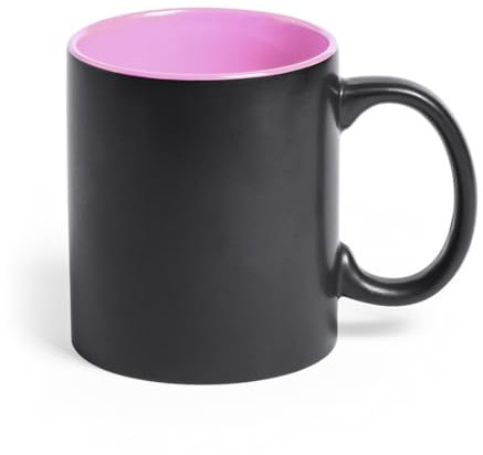 CALLE DEL REGALO Taza de cerámica de 350 ml, negra y color (Rosa)