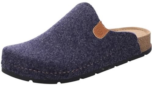 Rohde Herren Pantoffel Memoryfußbett Hausschuh recycelter Softfilz H.Soave 6751, Größe:46 EU, Farbe:Blau
