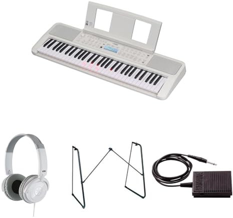 Yamaha EZ-310 Portable Keyboard for Beginners bundled with HPH-100 Headphones, L-2C Keyboard Stand, and sustain Pedal