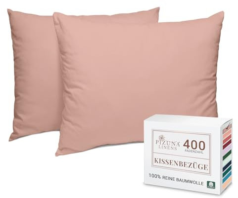Pizuna Luxuriöser Soft-Satin 2er Pack Kissenbezug 50 x 75 cm Misty Rose, 400 Fadenzahl Baumwolle Quadratisch Kissenbezüge, 100% Langstapel Baumwolle Kissenbezug (Misty Rose,50x75 cm)