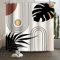 Xiaoterna Rideau de Douche Ligne Soleil Abstrait rétro Rideau de Douche Feuilles Noires Soleil Rustique Tissu imperméable et Lavable en Machine 180x200cm