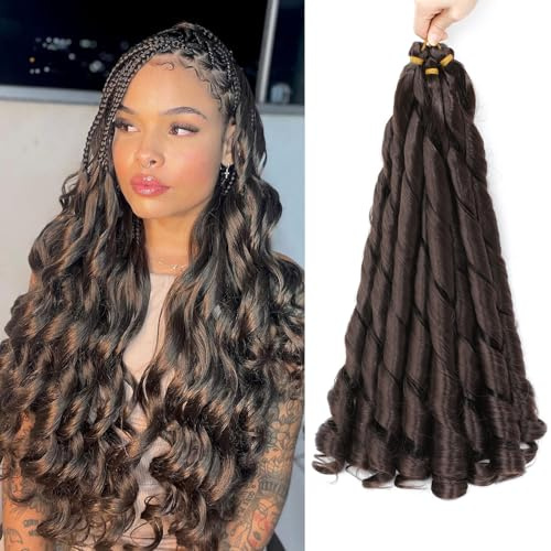 French Curly Braiding Hair for Box Braids, 22 Zoll, lose Wellen, Haarverlängerung, vorgedehnt, häkeln Haarverlängerung