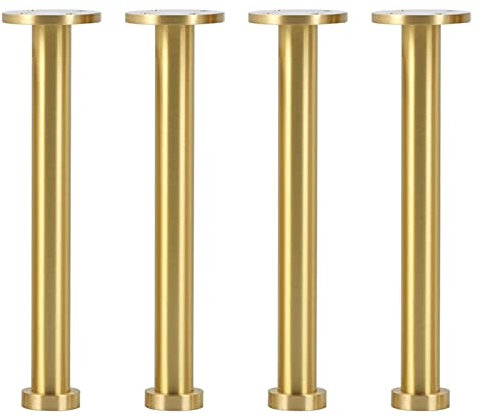 YBAAKZIIR Pieds de Table en métal, Paquet de 4 Pieds de Table en métal, Pieds en Laiton réglables, Pieds de Support de Meubles Ronds, Pieds de Remplacement, avec vis(250mm/9.8in)