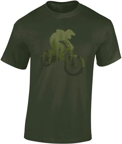 Baddery Fahrrad T-Shirt Herren : Forest Ride - MTB Mountainbike Shirt (Army M)