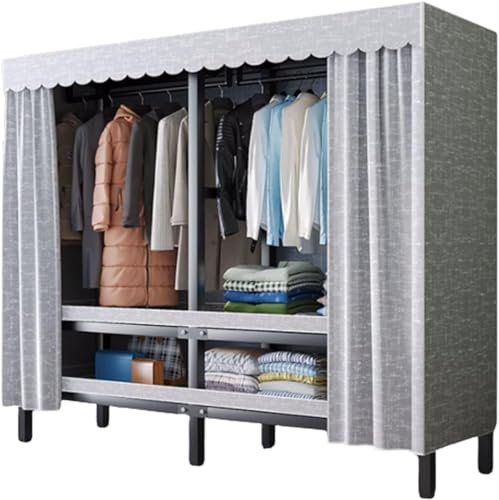 KLJUddGY Armario Armario Plegable, Armario de Ropa de Acero para Dormitorio, Armario de Almacenamiento, Ahorra Espacio, Armario portátil ordenado