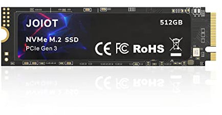 JOIOT SSD 512GB PCIe Gen3x4 Internal SSD NVME 512GB 3500 Mb/s Reading 3200 Mb/s Write Internal Hard Disk M.2 2280 3D NAND Solid State Drive for PC Laptops Games Black