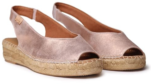 Toni Pons Erica-As | Nude Leather | Womens Peep Toe Espadrille Shoes 7 Nude