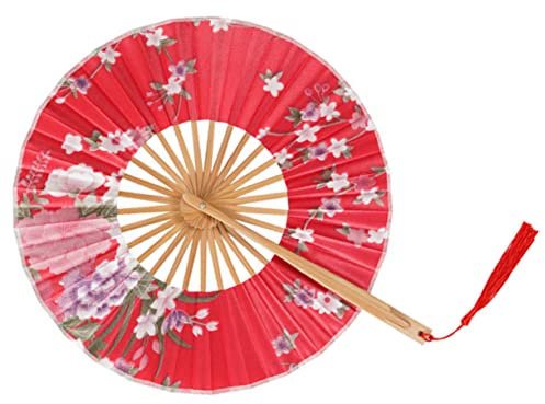 Cabilock Japanese Uchiwa Fan Round Hand Fan Retro Style for Dance Performance and Traditional Ceremony