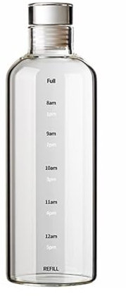 Vllcsla Glass Water Bottle 1000ml / 750ml / 500 ml, Leakproof Water Bottle with Time Marking Glass, Screw Top Glass Bottle Reusable, for Wine, Beverages, Liquids - Office Water Bottle Glass, 750ml