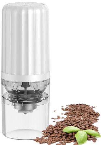 Coffee Grinders Electric with Stainless Steel Blades, Coffee Bean Grinder for Fast Grinding, One-Touch Control for Spices, Nuts, Herbs, 150W (White)