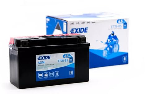 EXIDE ET7B-BS Batteria Moto 12V 6,5Ah 85A - Per Scooter e Motocicli - Equivalente YT7B-BS - Batteria AGM Sigillata - Zero Manutenzione, Pronta all'Uso e Resistente alle Vibrazioni (150x65x95mm)