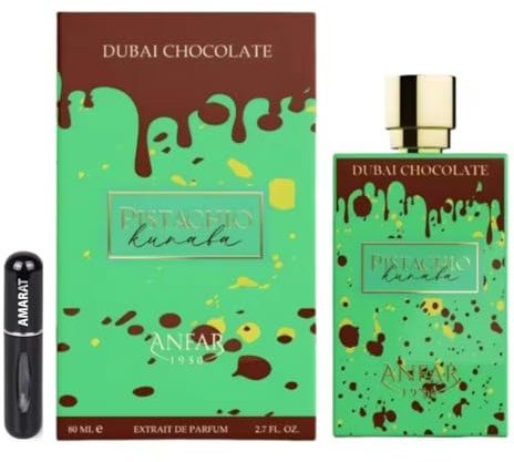 Perfume Pistachio Kunafa Extrait De Parfum Unisex 80ml, Perfume Árabe de Larga Duración, Incluye Atomizador 5ml, Fragancia Dulce y Cálida con Notas de Pistacho, Caramelo y Chocolate (Pistachio Kunafa)