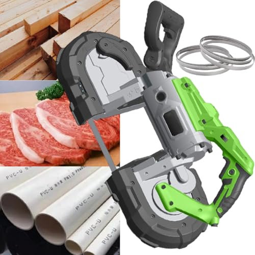 Sushangmao Metal Cold Cut Band Saw/Portable Band Saw - 1100w, 45° Adjustable Angle W/Locking Switch, 4.72in Depth | For Steel Bars, Metal Pipes & More (6 Blades),Withoutbase