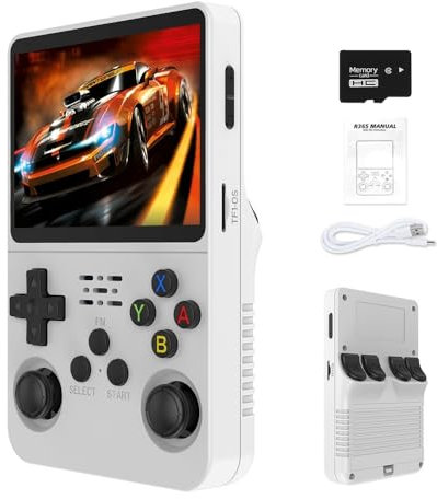 R36S Console de jeu portable rétro, plus de 21 000 jeux HD, mini console vidéo rétro, écran IPS de 3,5, console de jeu vidéo d'arcade portable, cadeau pour adultes (blanc)