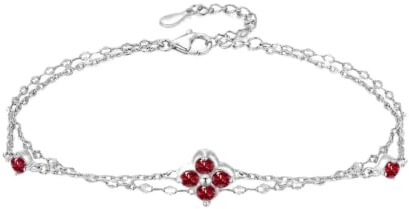 PHNIBIRD Kleeblatt Armband Geburtsstein Schmuck Damen und Mädchen 16+3cm | Hypoallergen und nickelfrei, Leicht und Bequem, ängenverstellbar, Glückskleeblatt Schmuck Geschenk mit Geburtssteinen