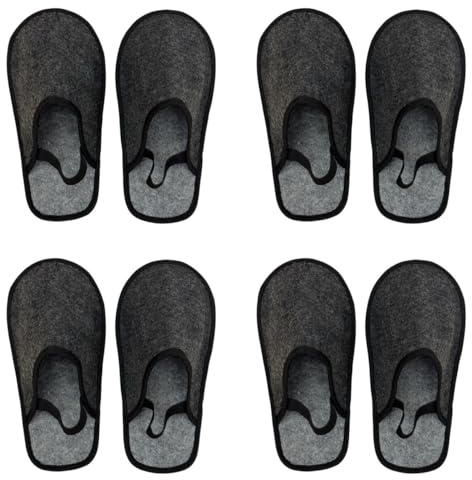 Xlabor Felt Museum Slippers, Set of 4 Pairs with Elastic Band, Shoe Covers for Floor Protection Against Dirt and Scratches, Craftsman Slippers, Felt Overshoes, Lock Slippers, Dark Grey 4 Pairs Set, 36